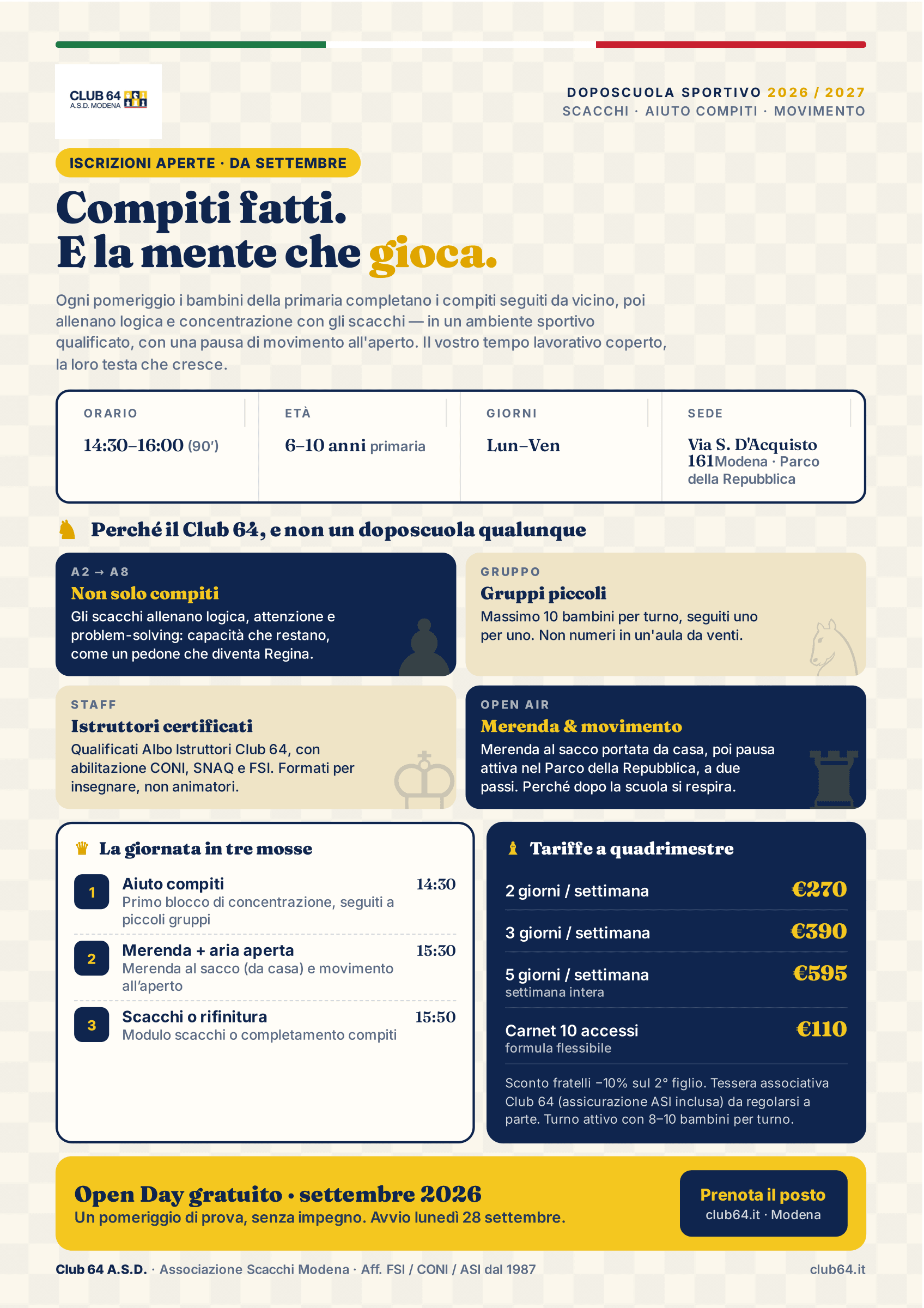 Locandina del doposcuola sportivo 2026/2027